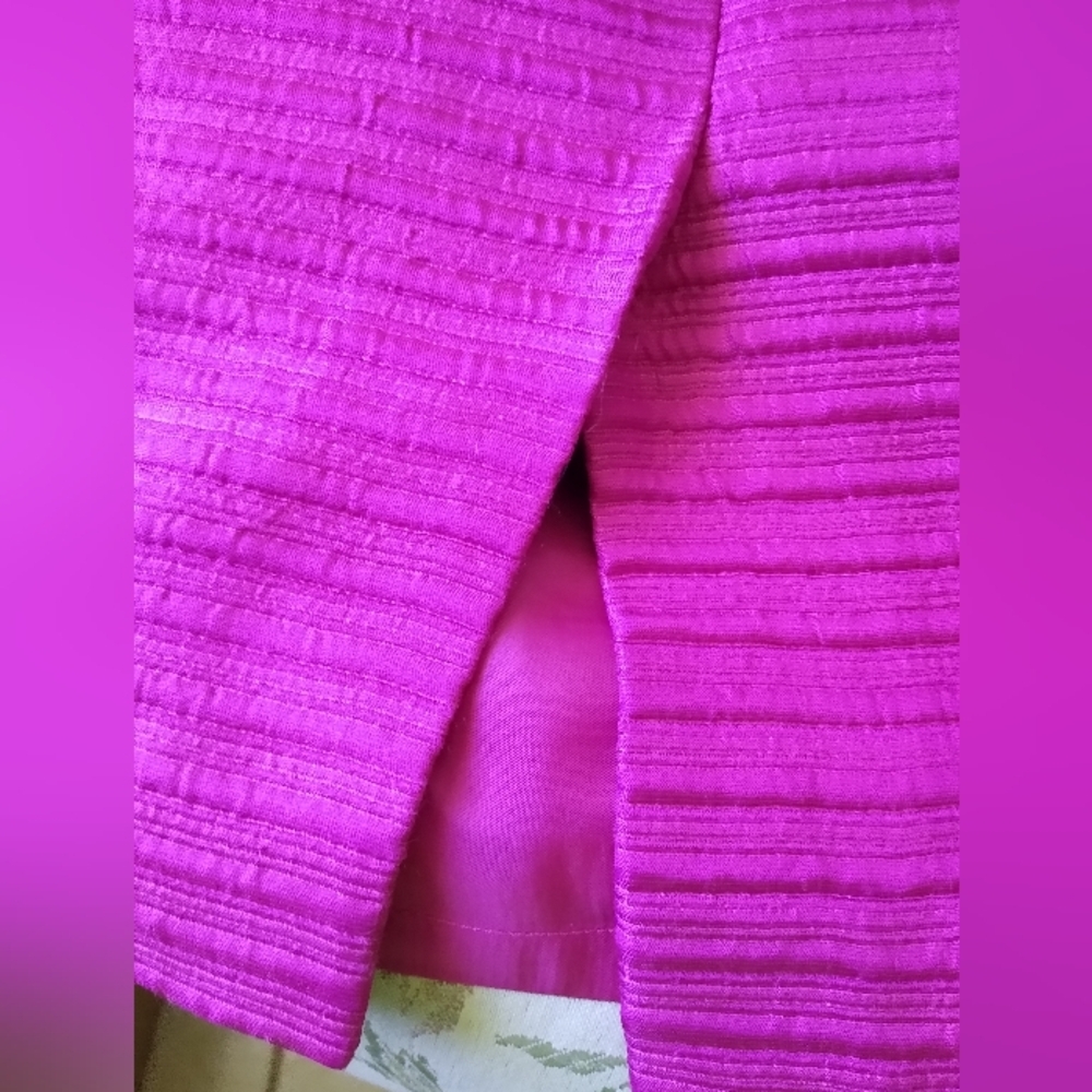 ESCADA 36/6-8 MAGENTA WOOL SILK BLEND THICK RIB PENCIL STRAIGHT LINED SKIRT - Picture 4 of 10